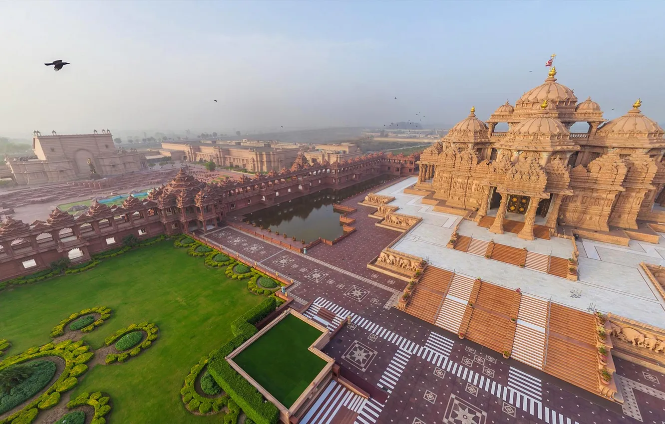 Photo wallpaper India, temple, complex, Delhi, Akshardham