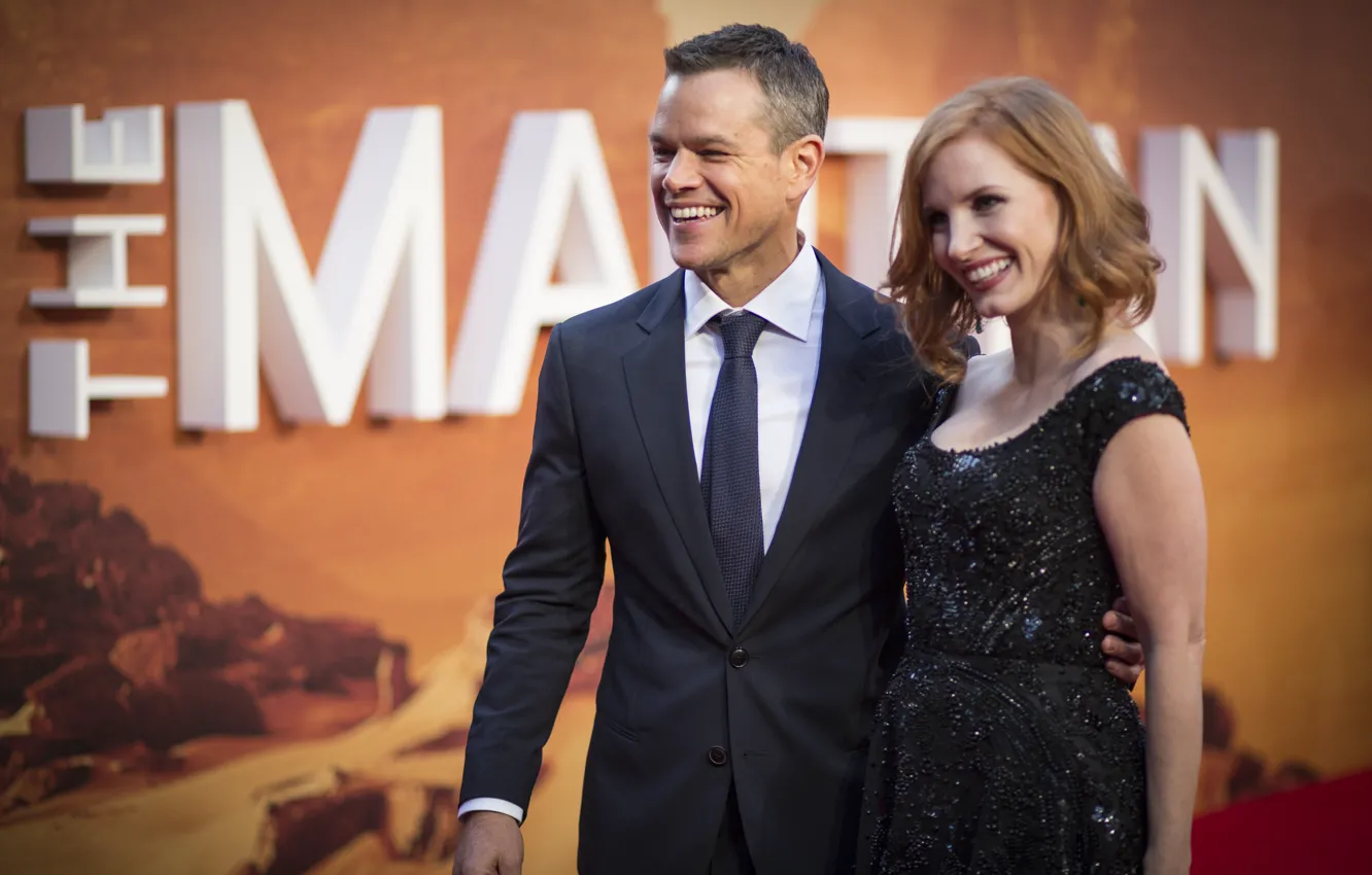 Photo wallpaper the film, actor, Matt Damon, presentation, Matt Damon, Jessica Chastain, Jessica Chastain, Martian