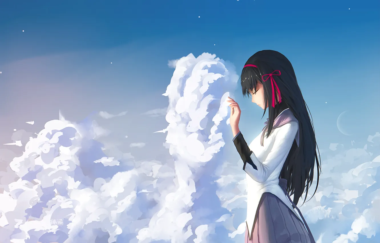 Photo wallpaper Anime, mahou shoujo madoka magica, cloud., Homura Akemi