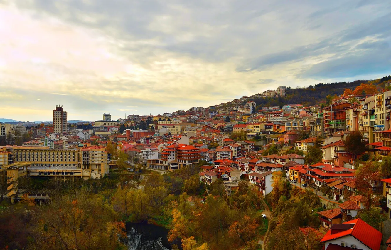 Photo wallpaper roof, autumn, building, home, panorama, panorama, autumn, Bulgaria