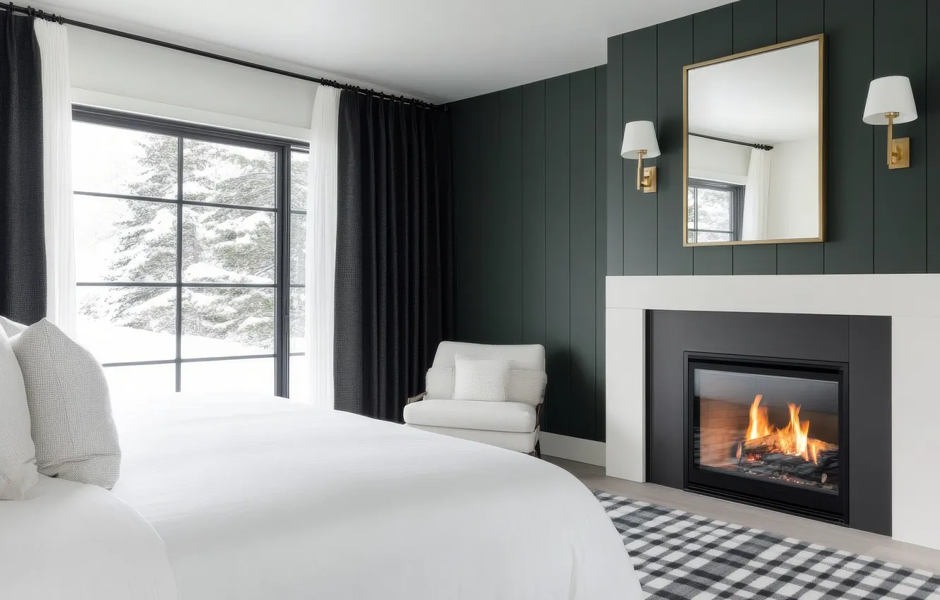 Photo wallpaper design, comfort, style, room, furniture, bed, home, interior