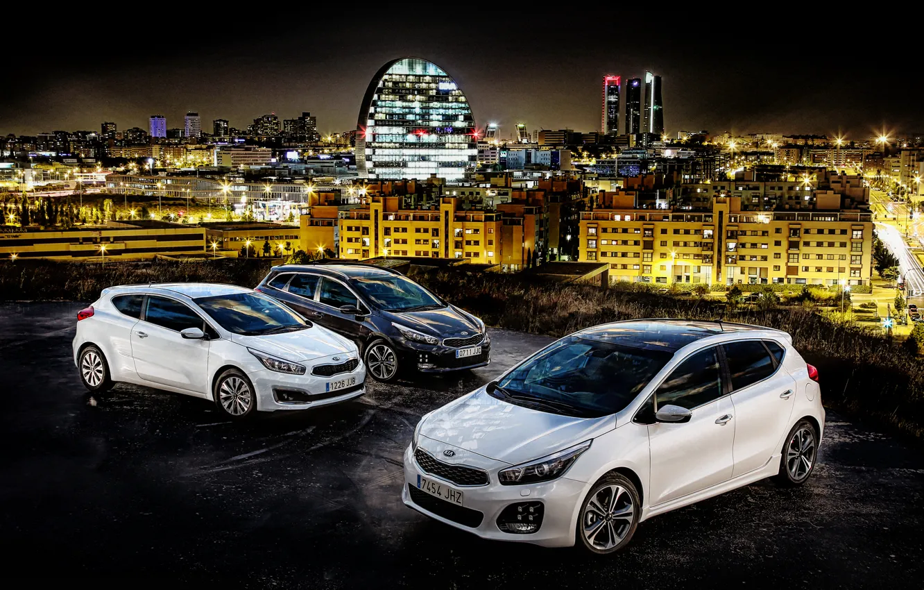 Photo wallpaper night, the city, lights, Kia, Kia, led, cee'd