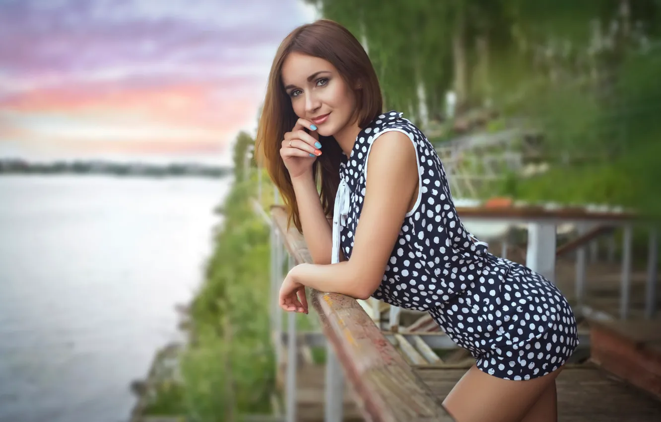 Photo wallpaper look, girl, pose, smile, Konstantin Starikov