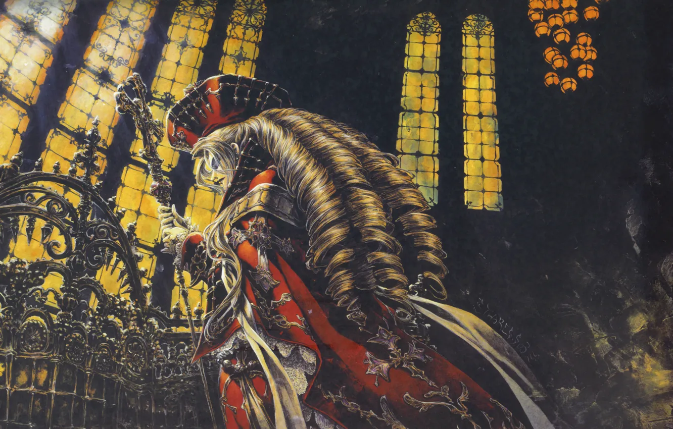 Photo wallpaper cross, Cathedral, vampire, stained glass, witch, rod, Trinity Blood, Trinity blood