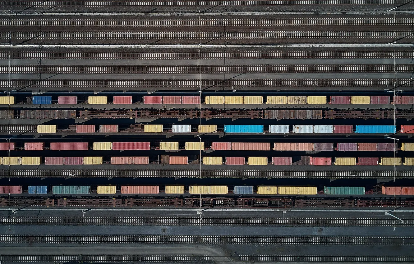 Photo wallpaper station, cars, railroad