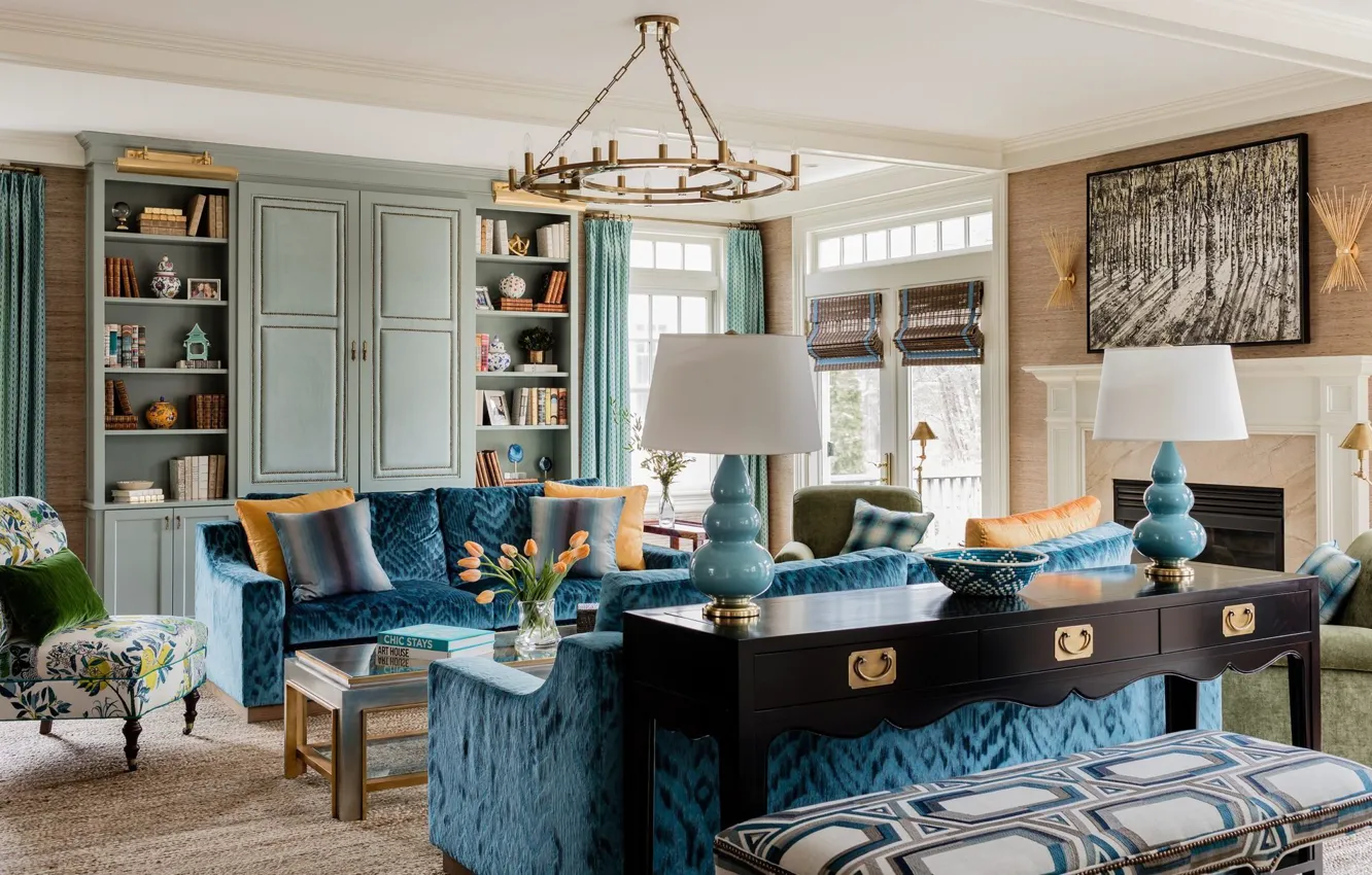 Photo wallpaper design, style, interior, fireplace, living room
