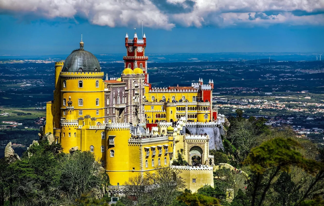 Photo wallpaper landscape, nature, castle, Portugal, The Pena Palace