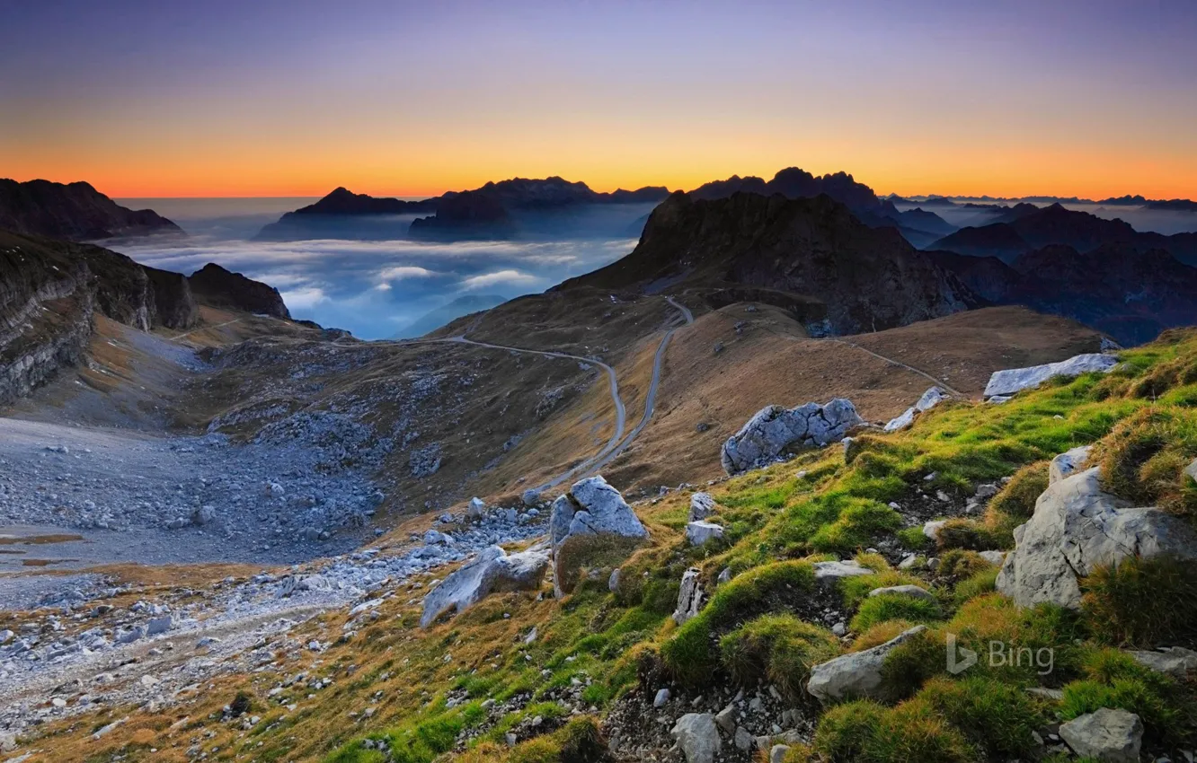 Photo wallpaper clouds, mountains, nature, Slovenia, The Julian Alps