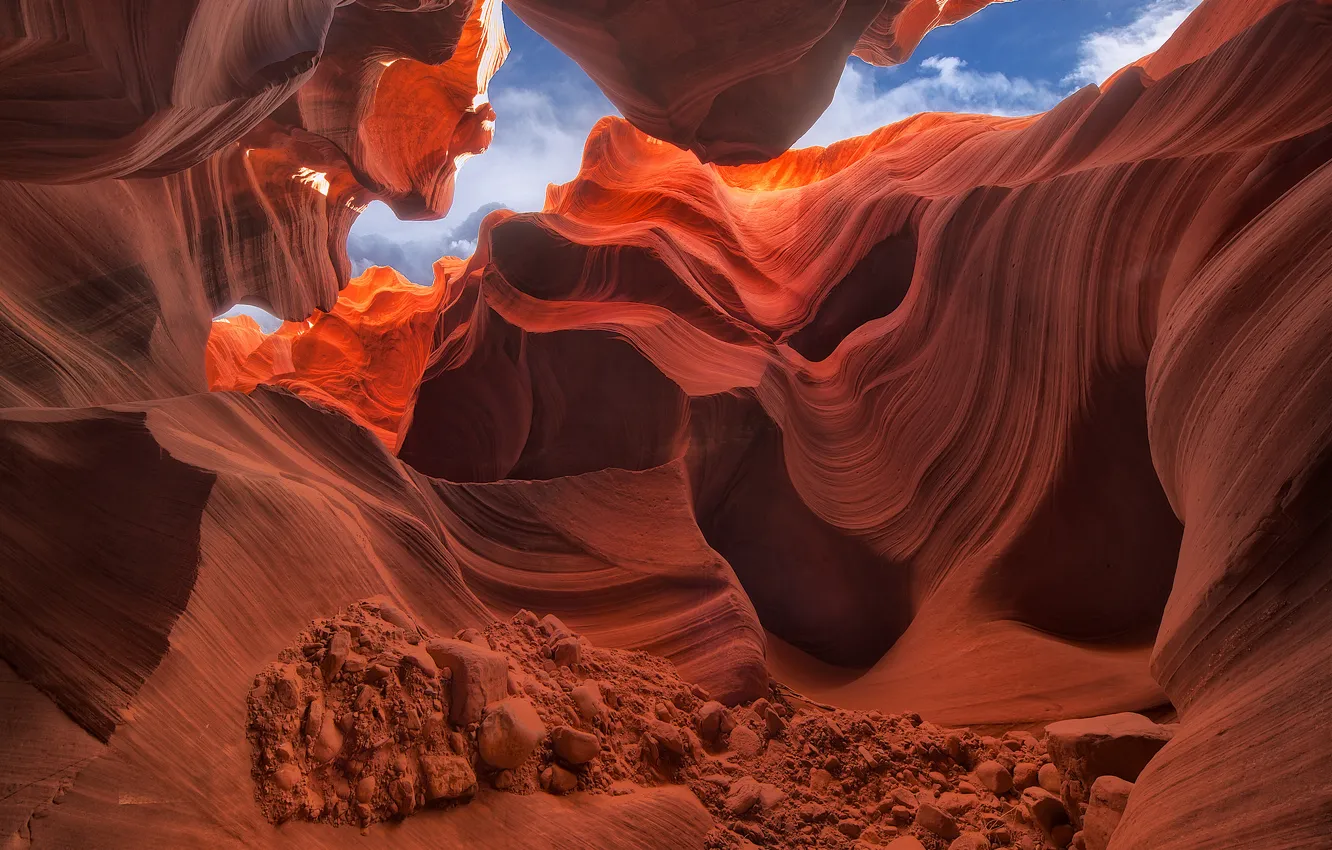 Photo wallpaper the sky, nature, stones, rocks, canyon, AZ, USA, antelope canyon