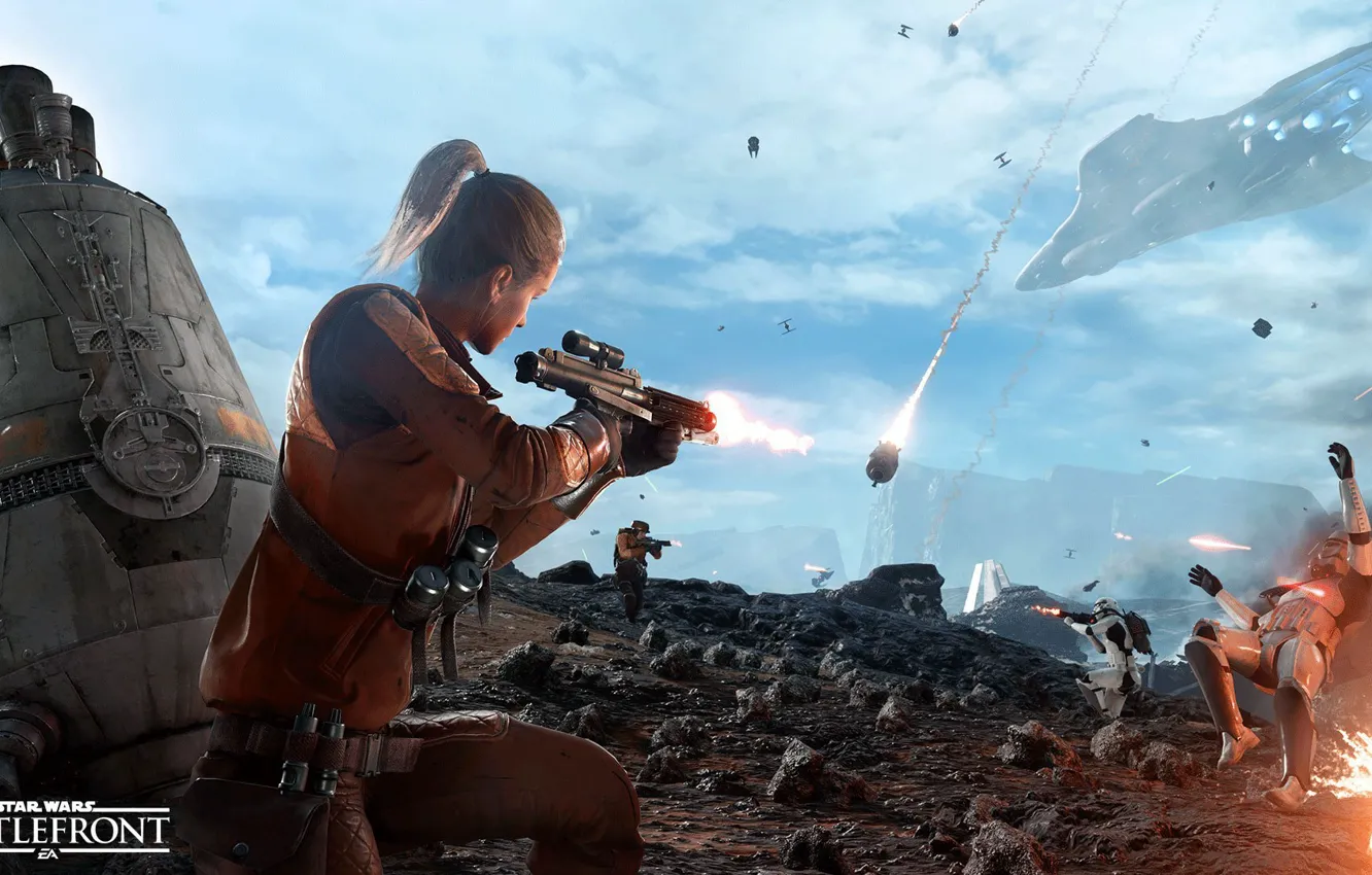 Photo wallpaper the game, Electronic Arts, DICE, Stormtroopers, Rebels, star wars battlefront, Drop Zone, Sallast