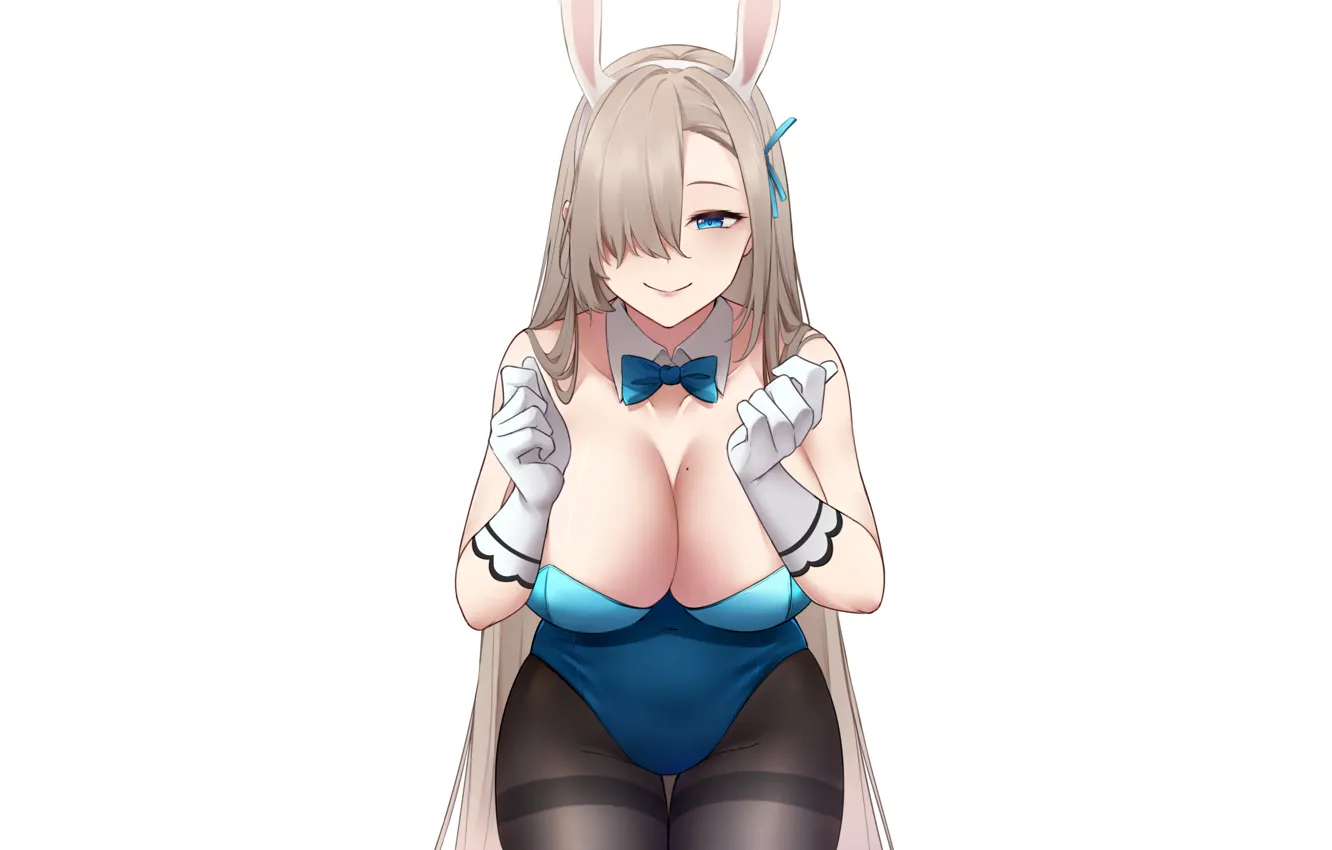 Photo wallpaper girl, sexy, cleavage, long hair, boobs, anime, blue eyes, beautiful