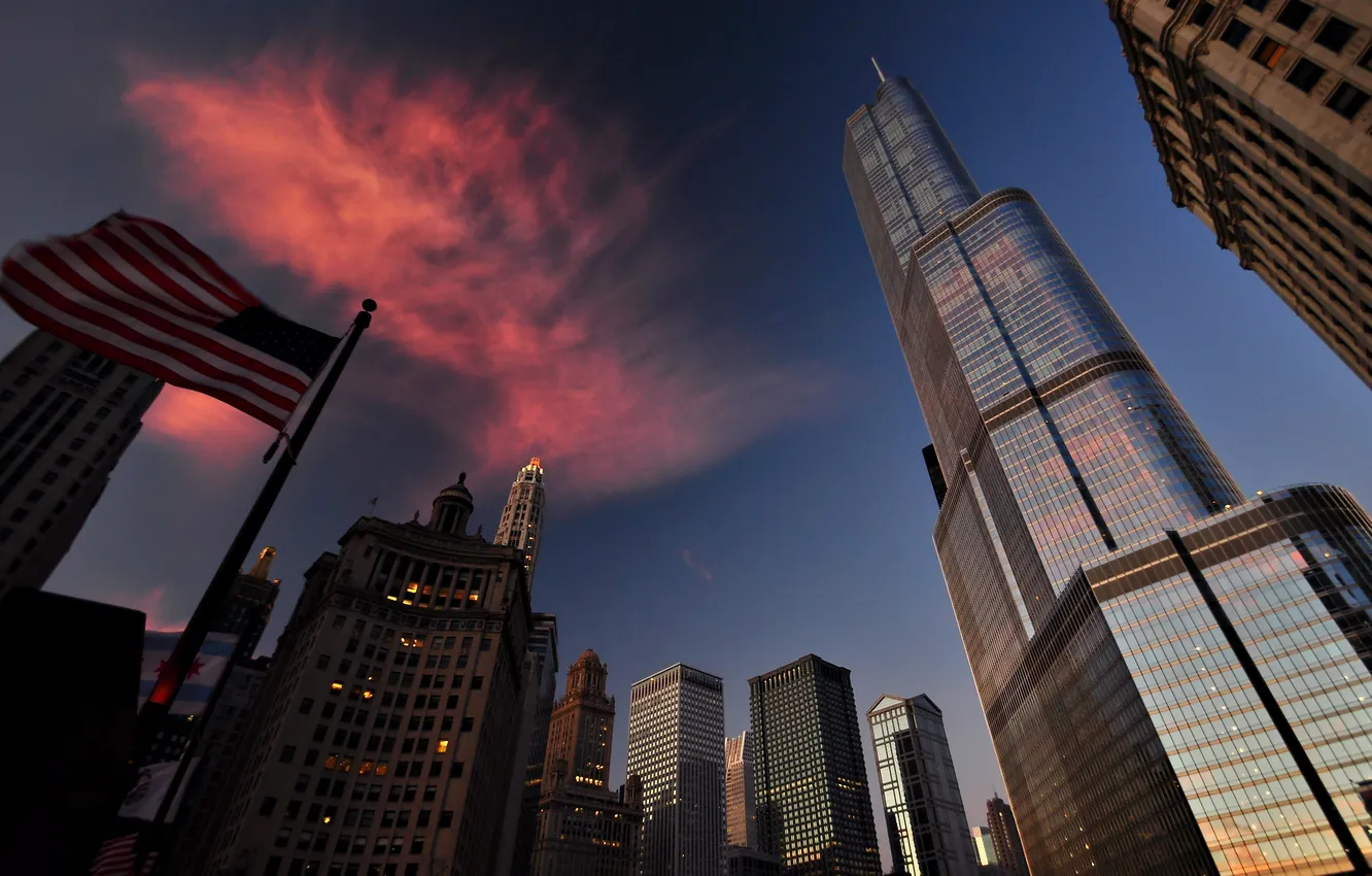 Photo wallpaper the city, skyscrapers, Chicago, USA, Il, Chicago, Illinois