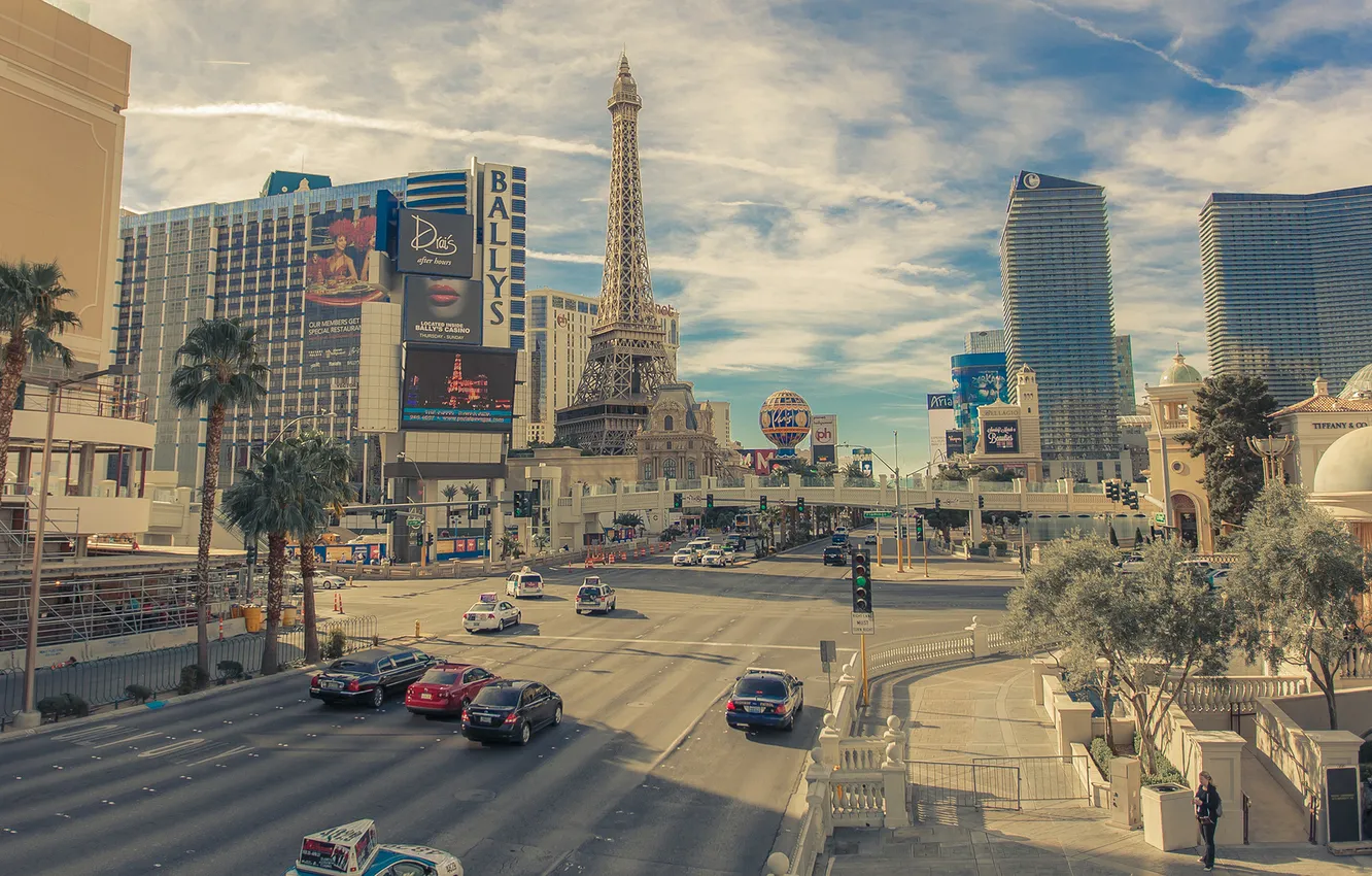Photo wallpaper USA, summer, road, cars, Las Vegas