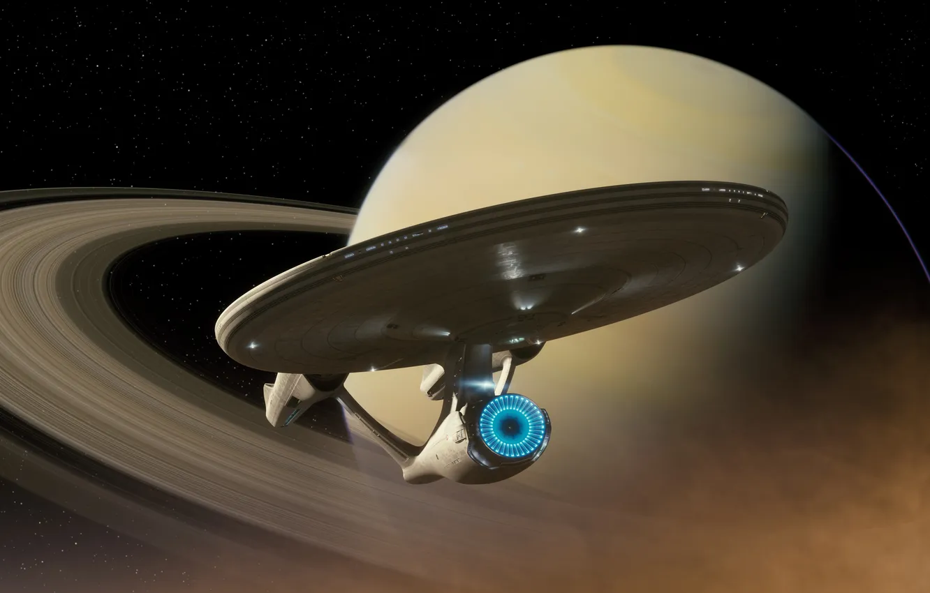 Photo wallpaper Saturn, Enterprise, Star Trek, starship