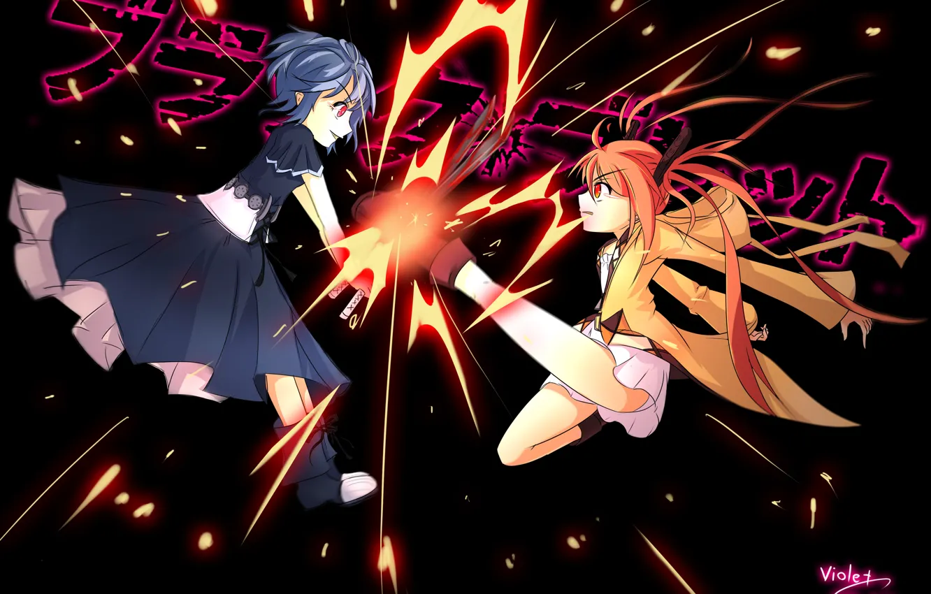 Photo wallpaper fight, girl, Black Bullet, Black Bullet