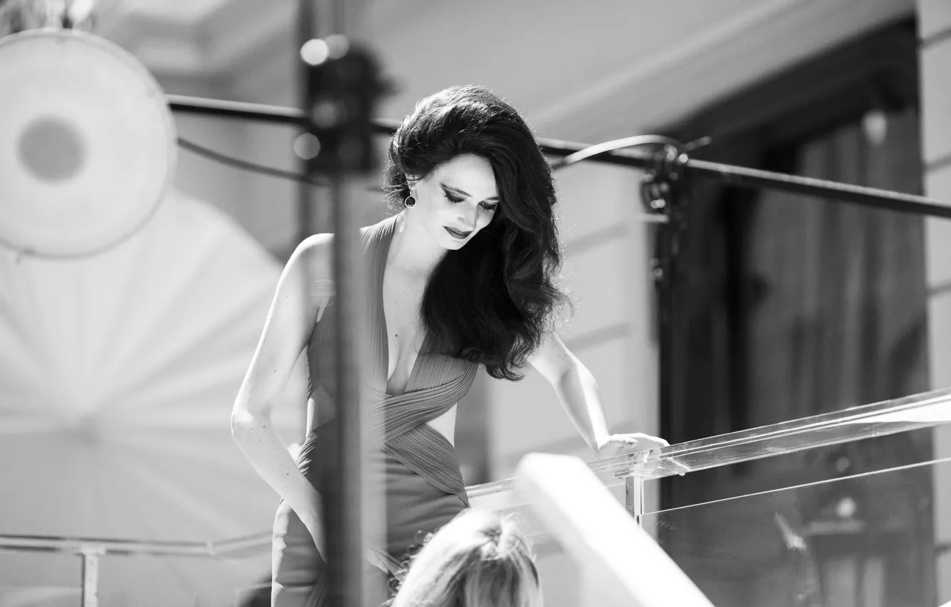 Photo wallpaper dress, actress, black and white, Eva Green, Eva Green