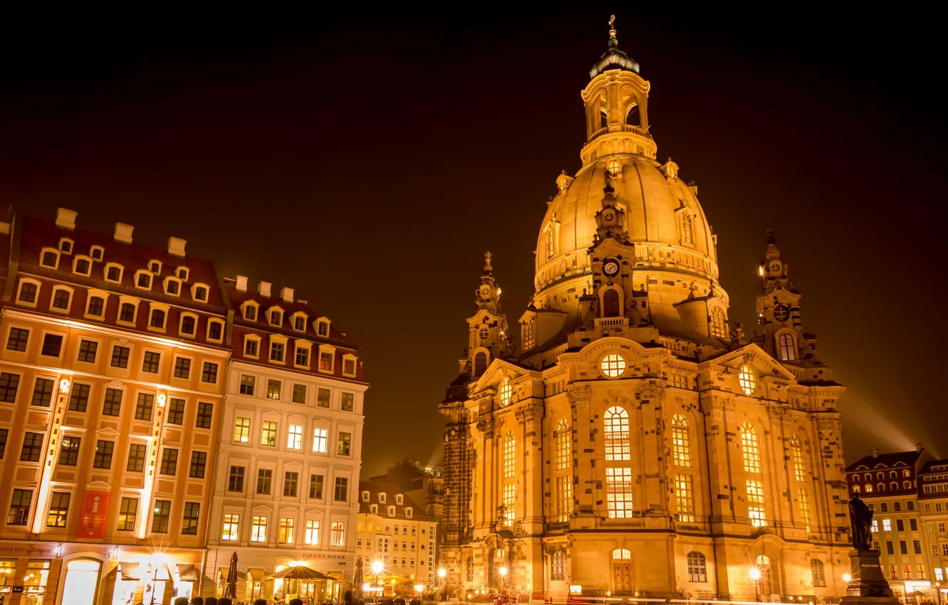 Photo wallpaper lights, Germany, Dresden, Church, Frauenkirche