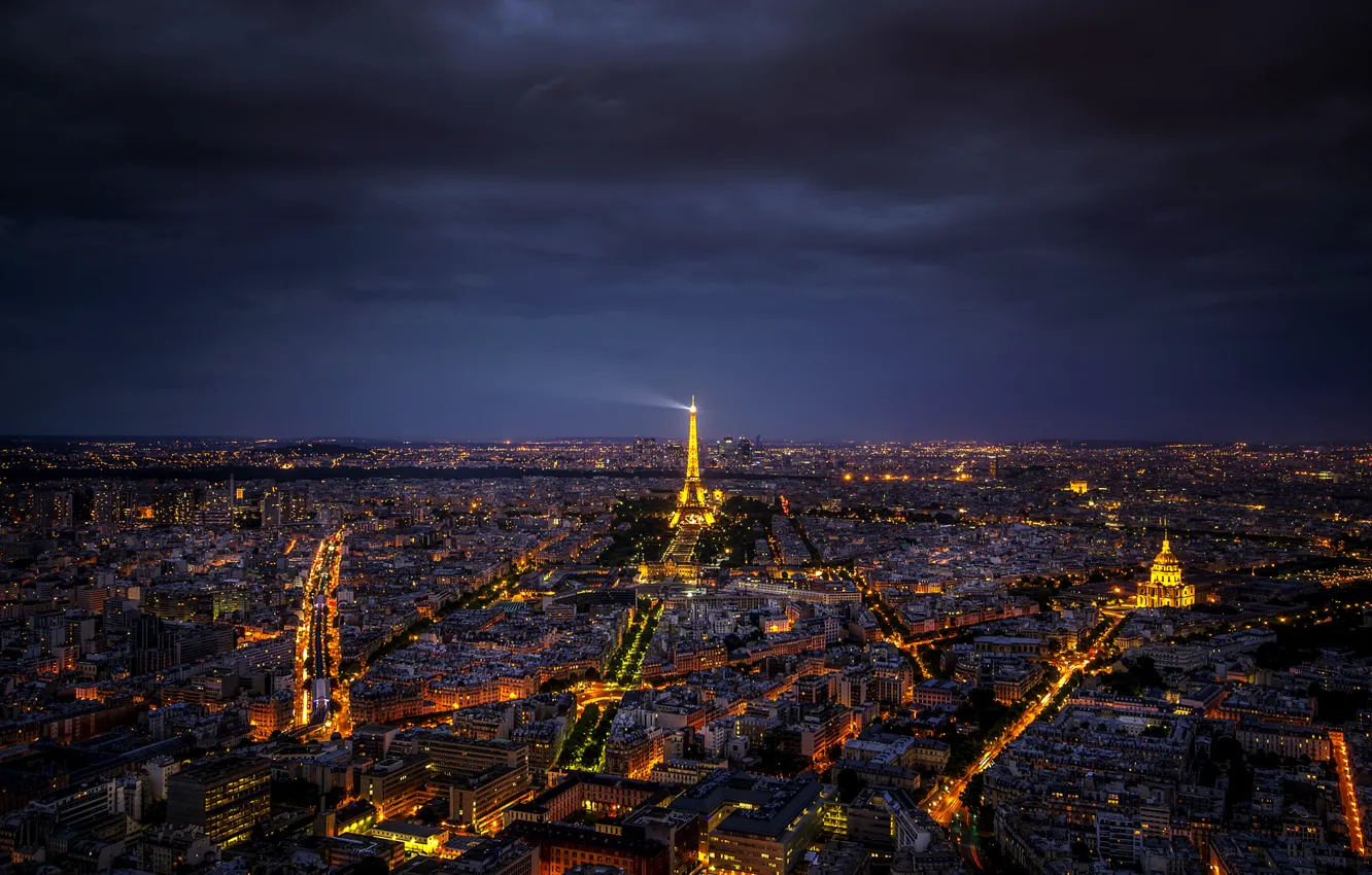 Photo wallpaper light, Paris, Eiffel tower