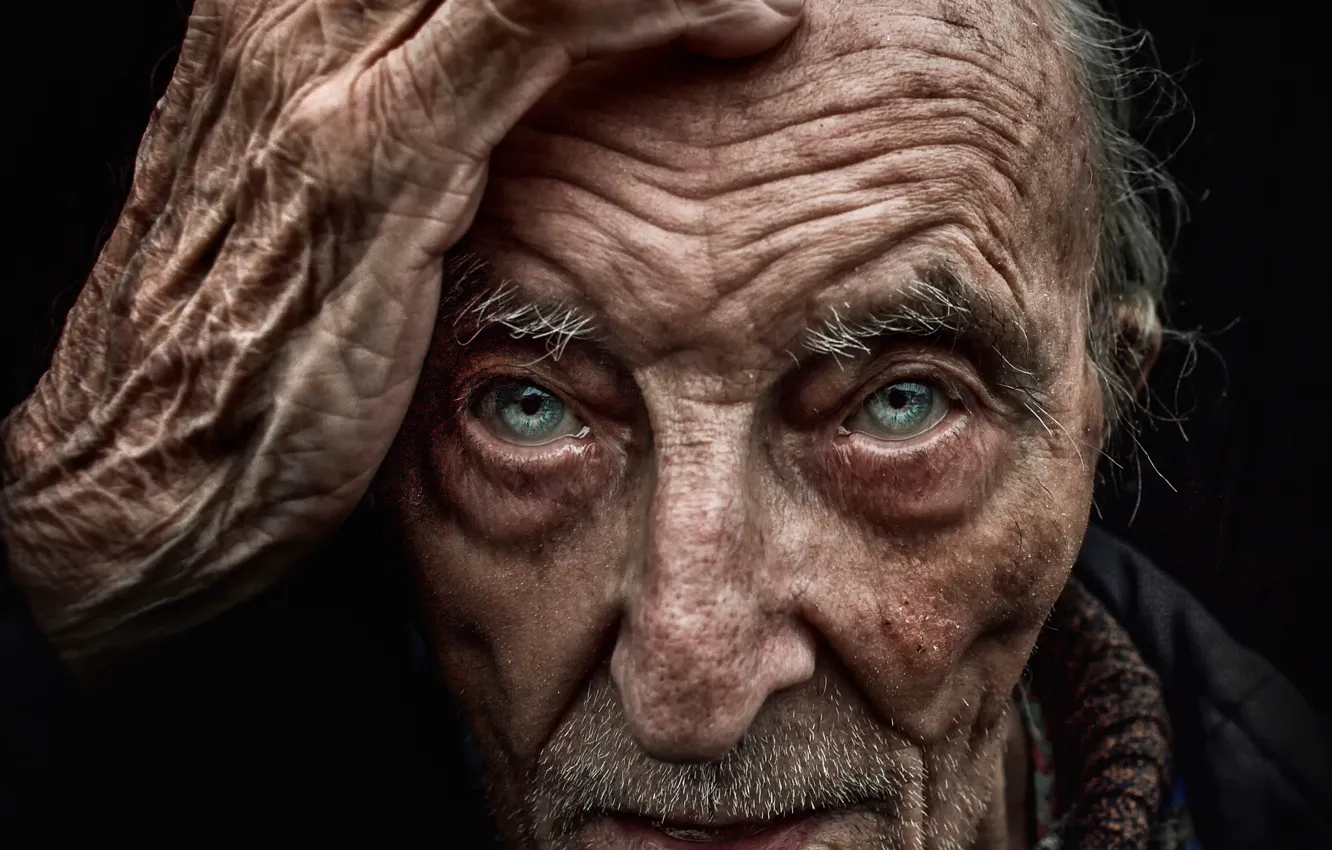 Photo wallpaper portrait, bristles, wrinkles