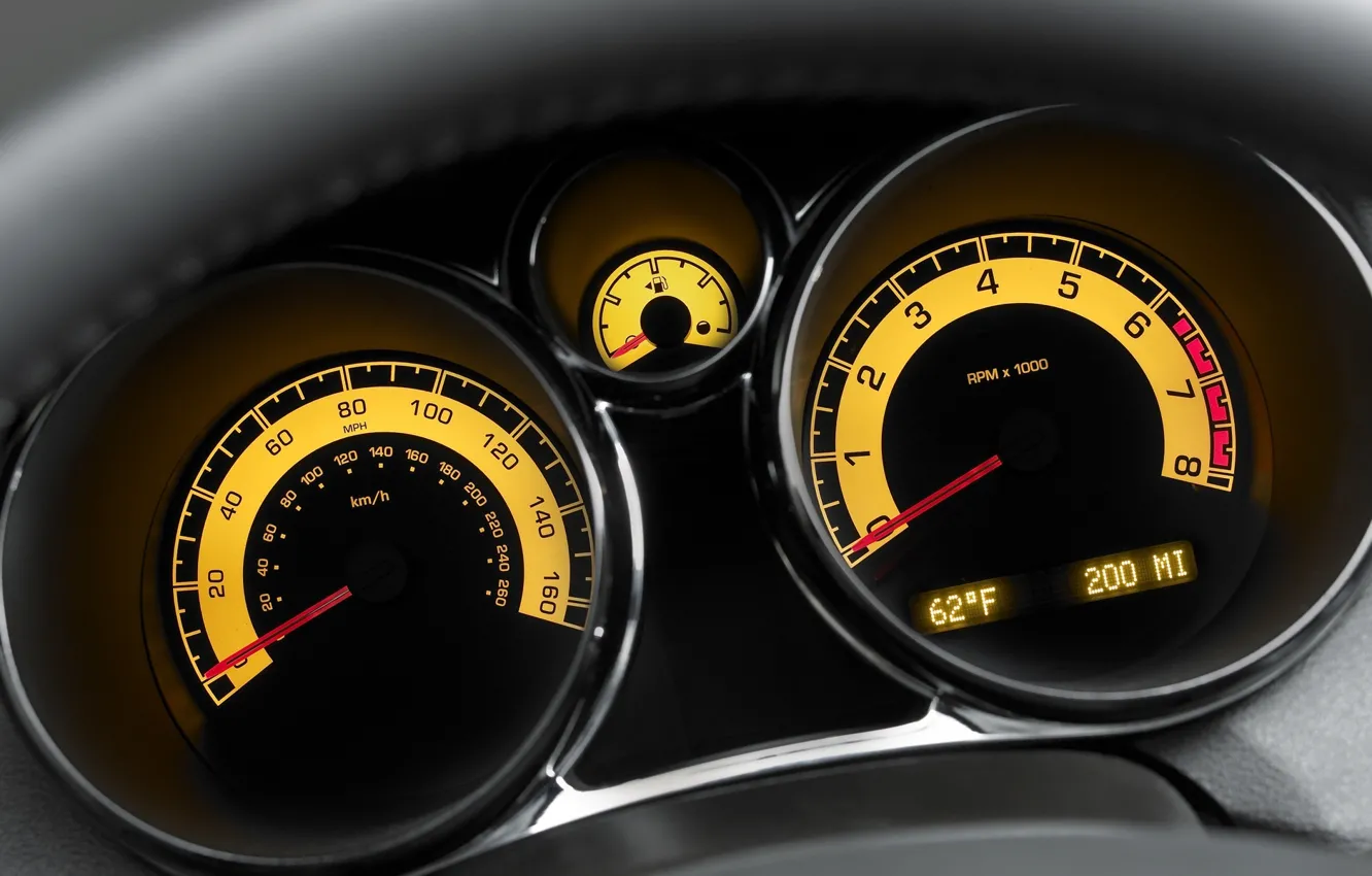 Photo wallpaper yellow, speedometer, tachometer