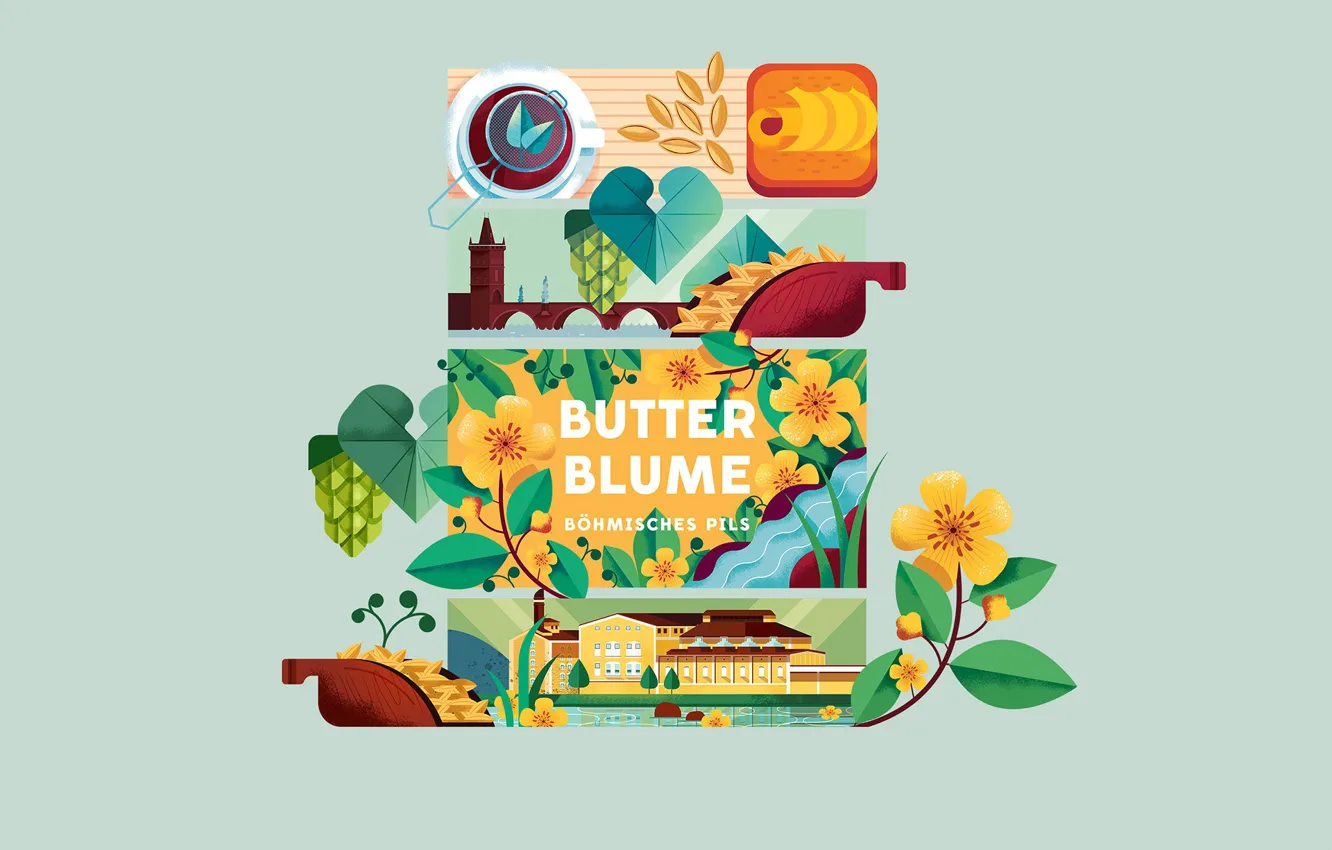 Photo wallpaper flowers, foliage, grain, structure, Stiegl x Beer