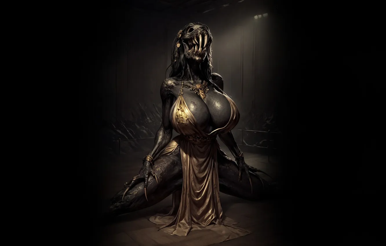 Photo wallpaper girl, monster, horror