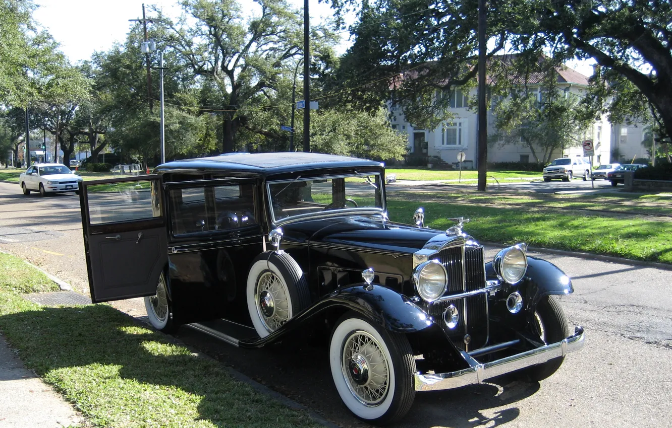 Photo wallpaper photo, Black, Retro, Car, 1932, Metallic, Packard 1