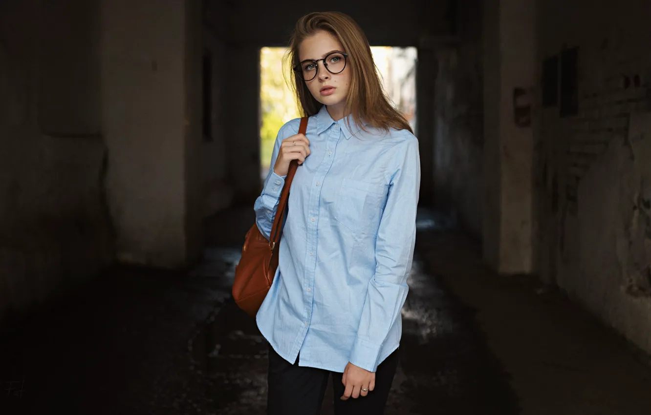 Photo wallpaper look, girl, pose, glasses, Sergey Fat, Sergey Zhirnov, Kseniya Koval