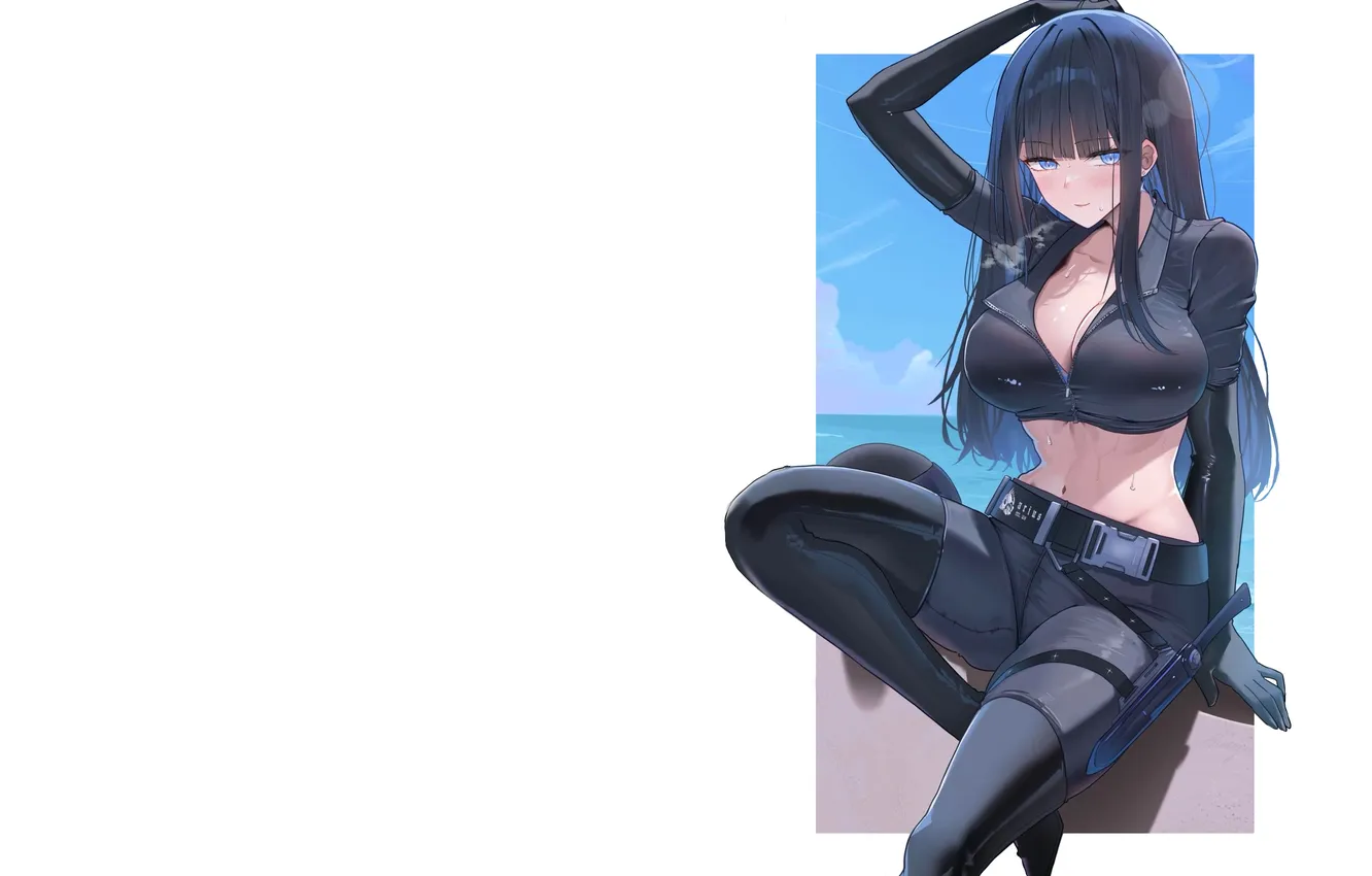 Photo wallpaper girl, hot, sexy, cleavage, long hair, boobs, anime, breasts