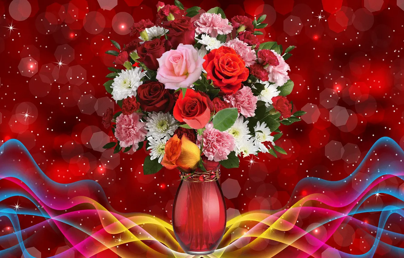 Photo wallpaper background, cover, fantasy, roses, dream, bouquet