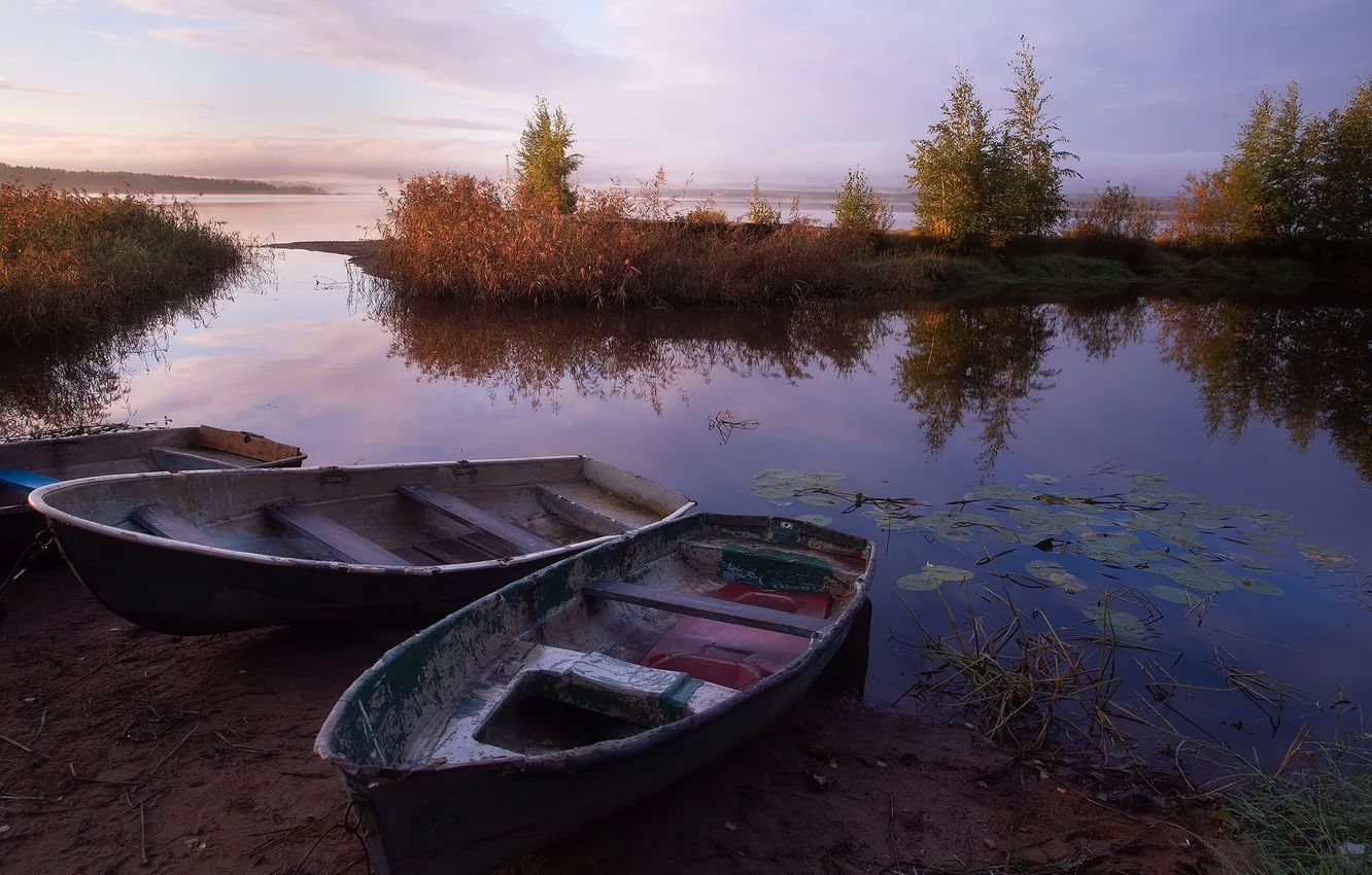 Photo wallpaper autumn, dawn, Karelia, Vuoksa, Anastasia Chavykina