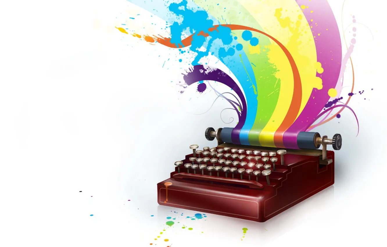 Photo wallpaper Color, rainbow, typewriter