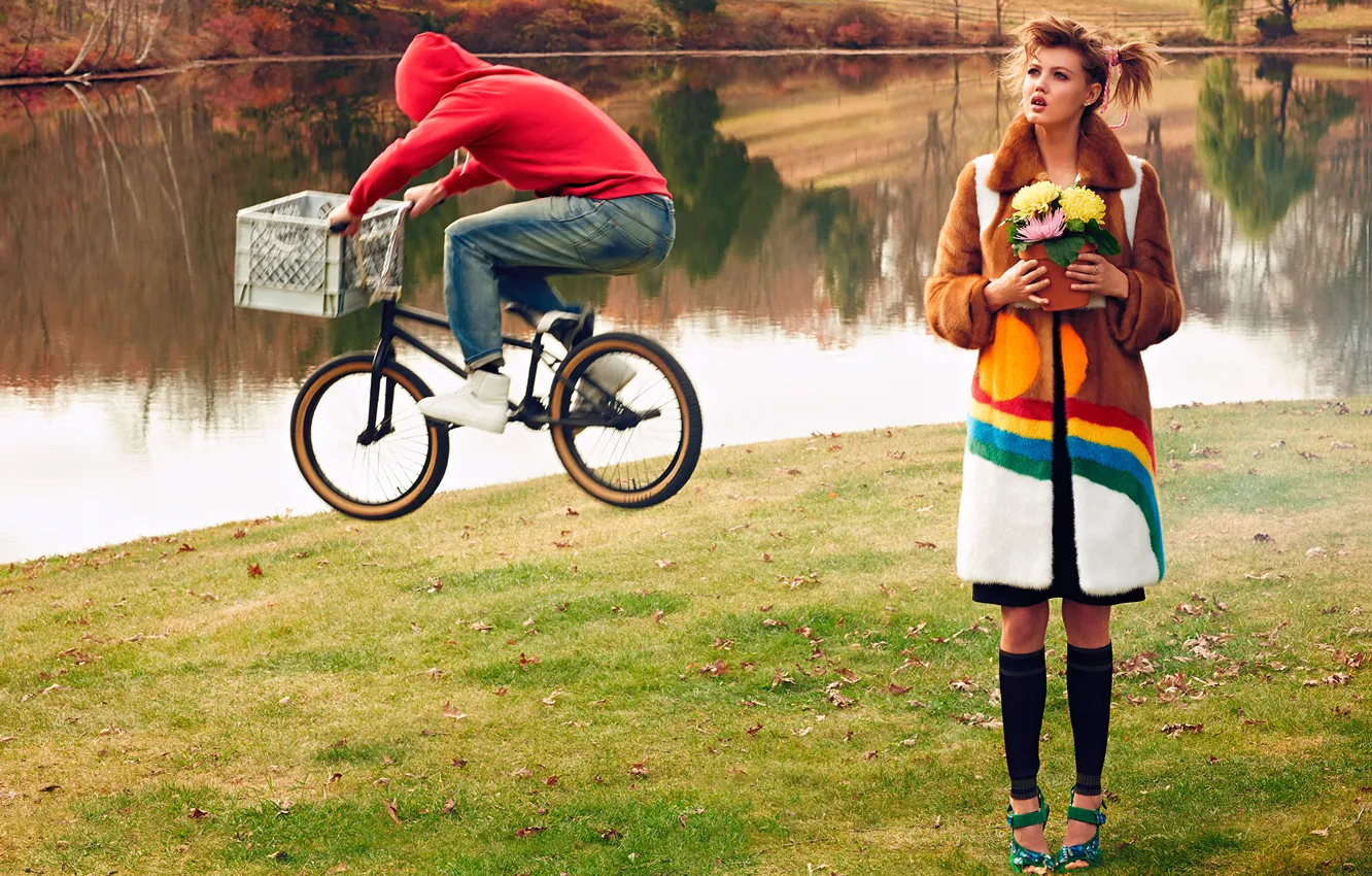 Photo wallpaper cyclist, photoshoot, Lindsey Wixson, CR Fashion Book