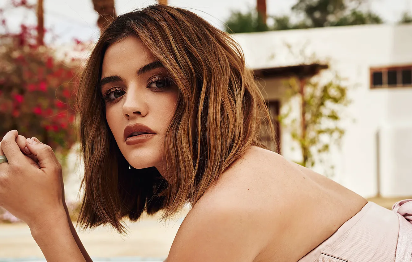 Photo wallpaper look, girl, makeup, actress, lips, Lucy Hale