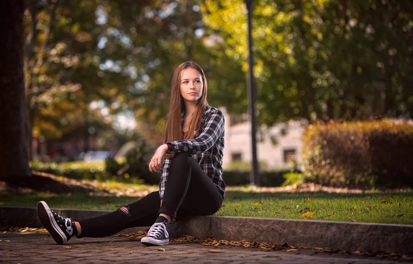 Photo wallpaper girl, street, Morgan