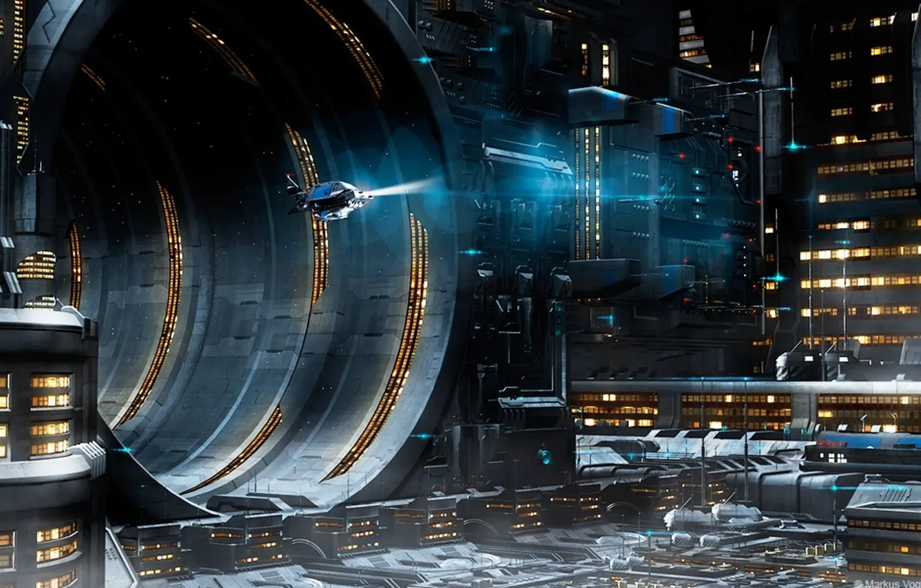 Photo wallpaper the city, a beam of light, Passage, Neo Tokyo VI, Arrival