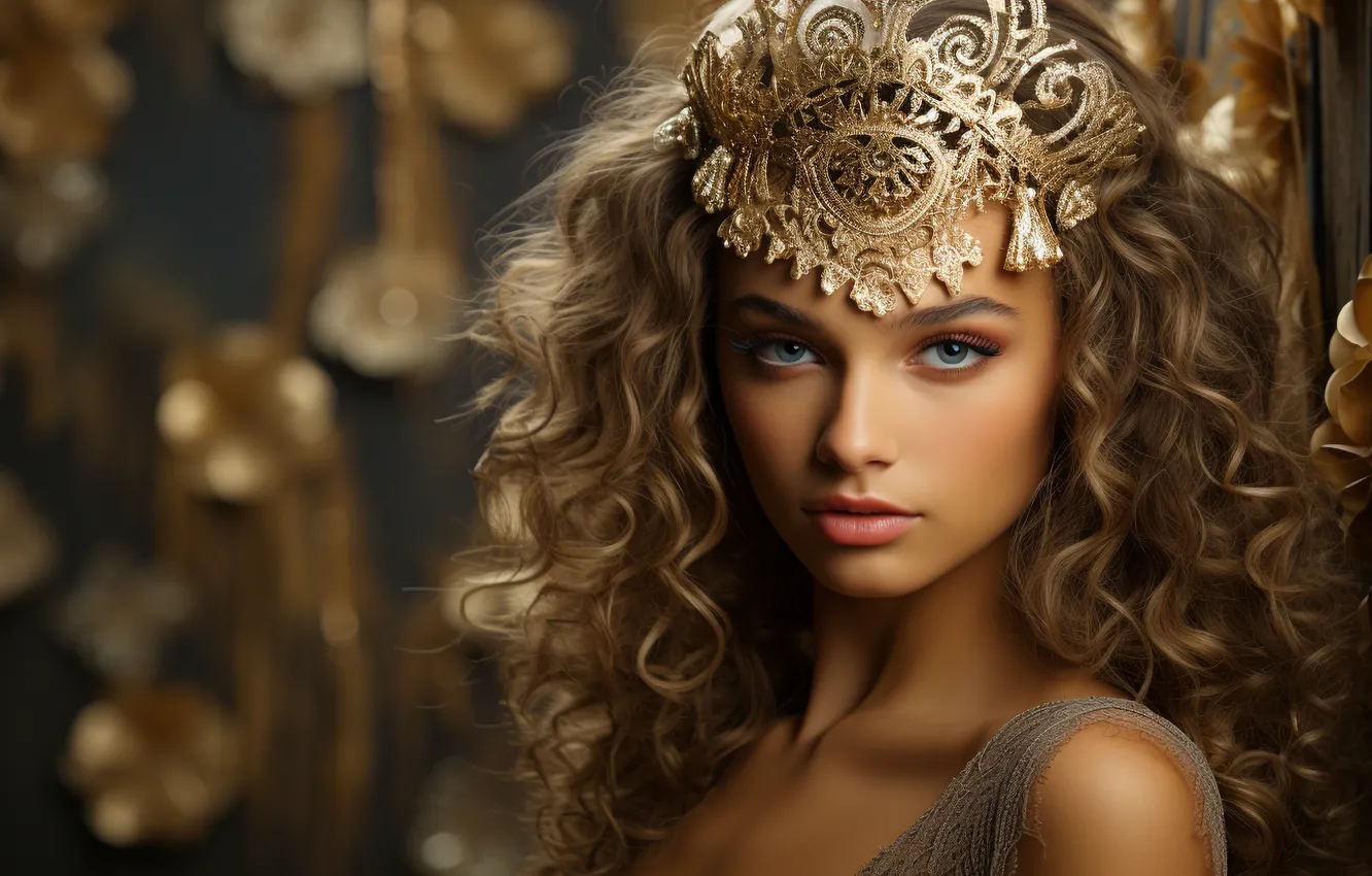 Photo wallpaper look, girl, decoration, holiday, pattern, new year, portrait, Christmas