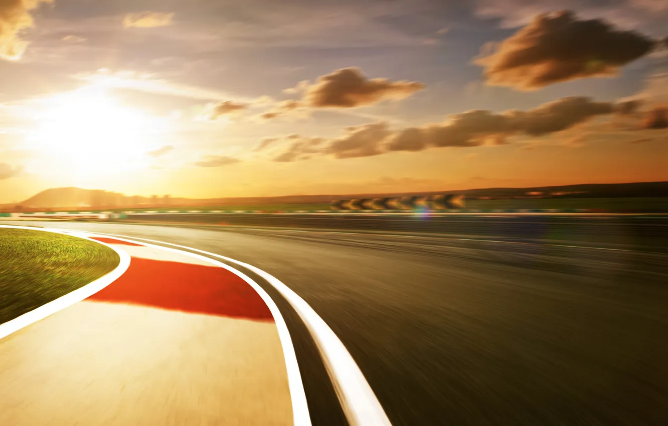 Photo wallpaper sunset, view, sunlight, Track, success, Winner, Transportation