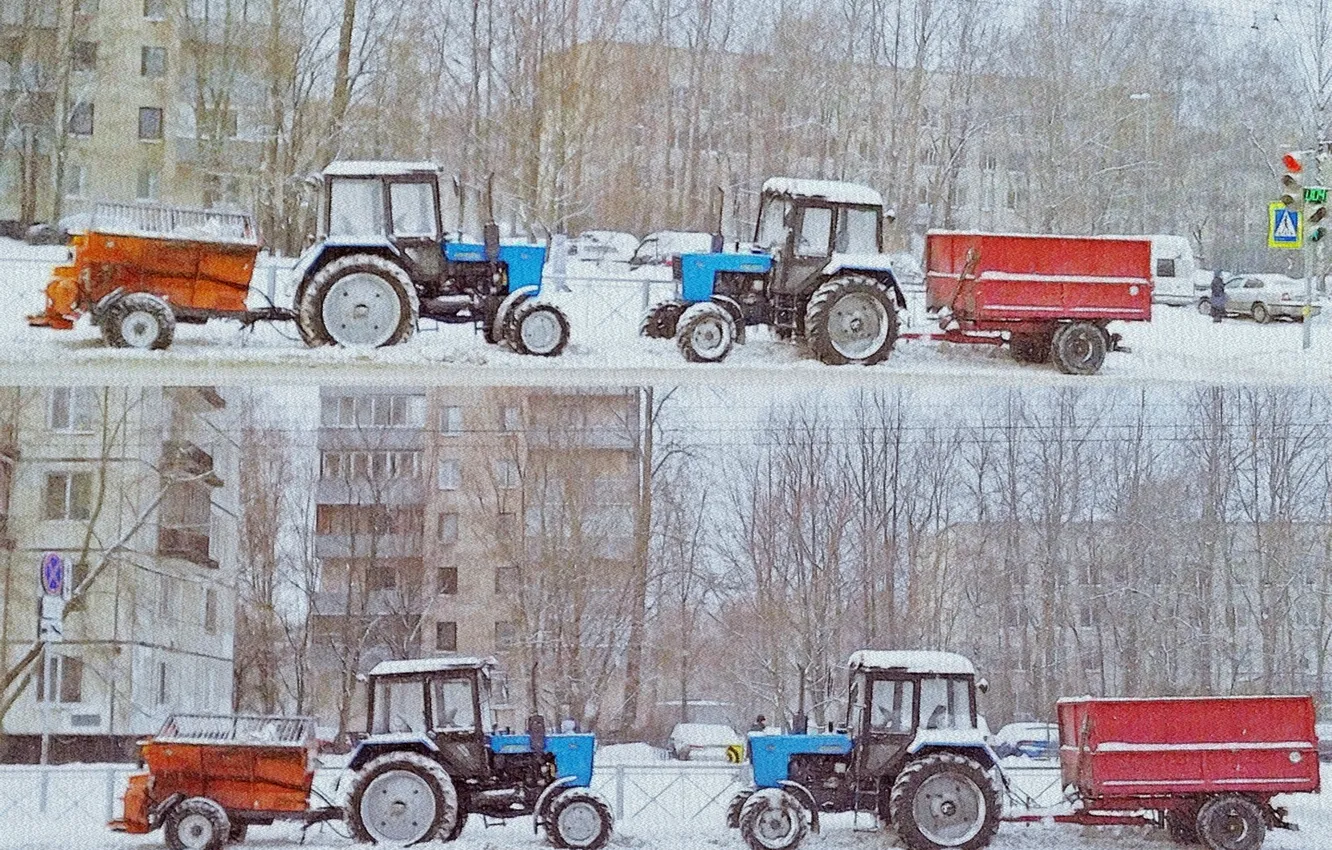 Photo wallpaper winter, technique, tractor, december 2023