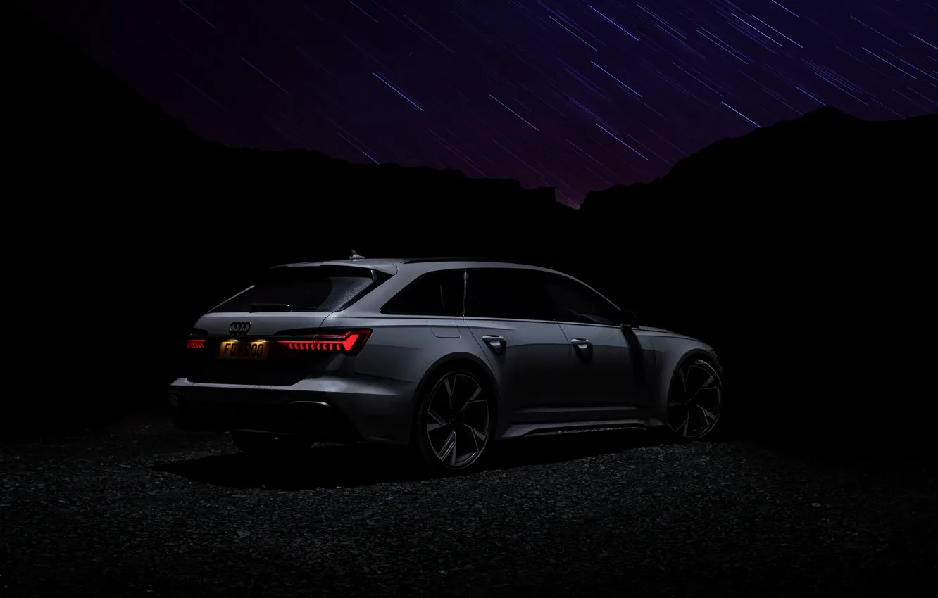 Photo wallpaper darkness, Audi, side, universal, RS 6, 2020, 2019, V8 Twin-Turbo