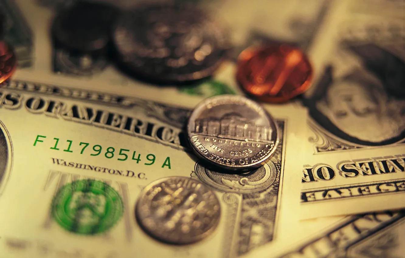 Photo wallpaper money, coins, dollars
