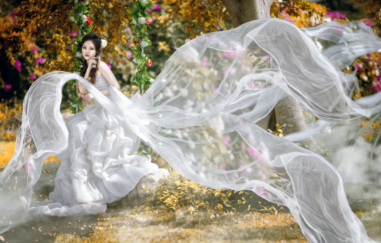 Photo wallpaper girl, nature, background