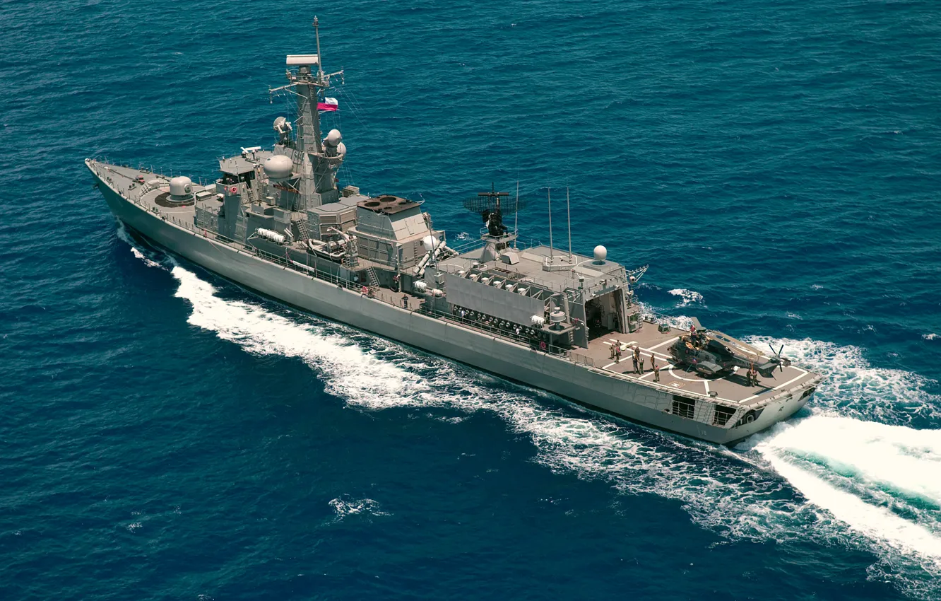 Photo wallpaper frigate, Of the Navy of Chile, Admiral Riveros, FF-18