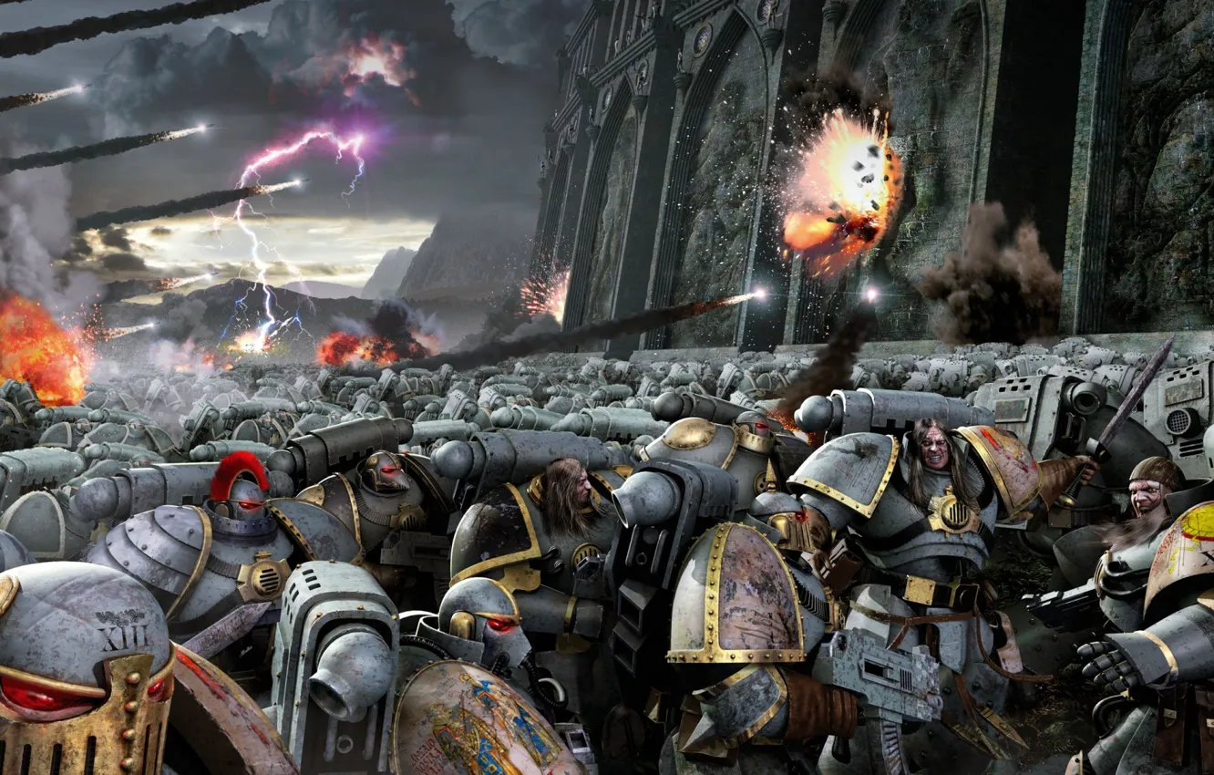 Photo wallpaper storm, warhammer 40k, Neil Roberts, Horus Rising, Luna Wolves