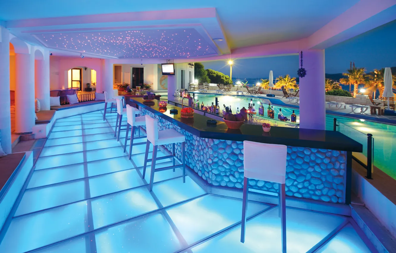 Photo wallpaper design, style, interior, bar, pool