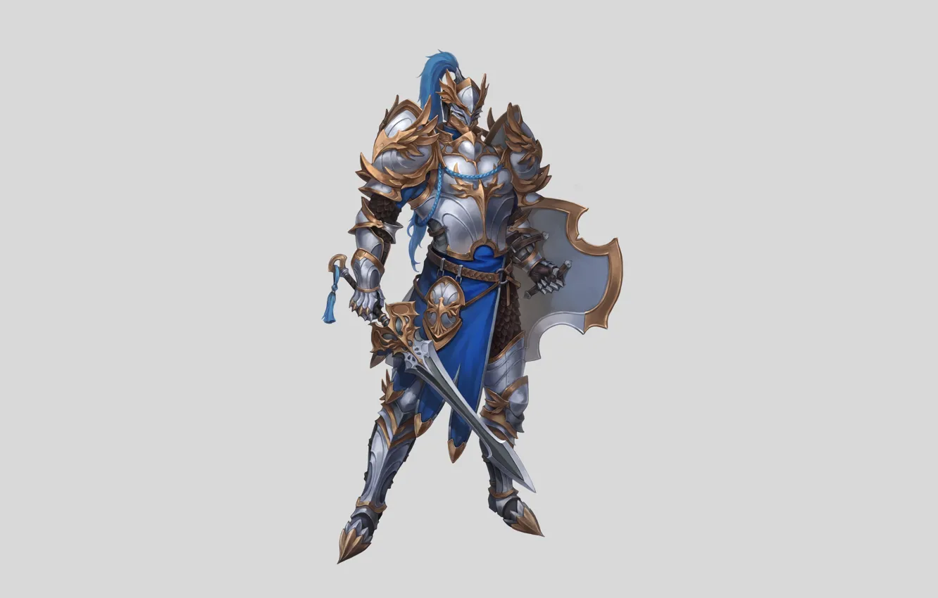 Photo wallpaper sword, fantasy, armor, style, art, background, shield, Minimalism