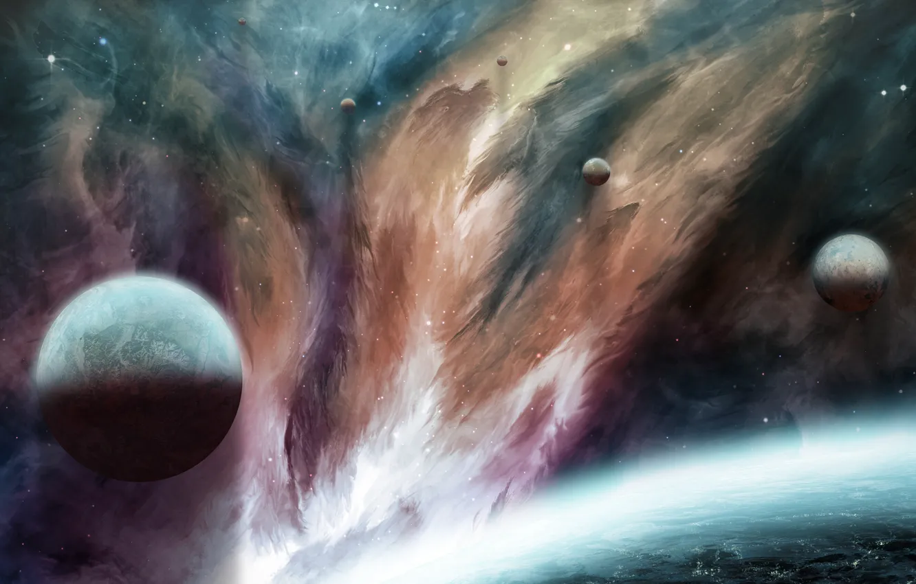 Photo wallpaper space, figure, planet