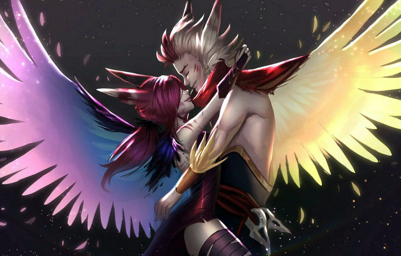 Photo wallpaper the game, wings, two, League of Legends, League Of Legends