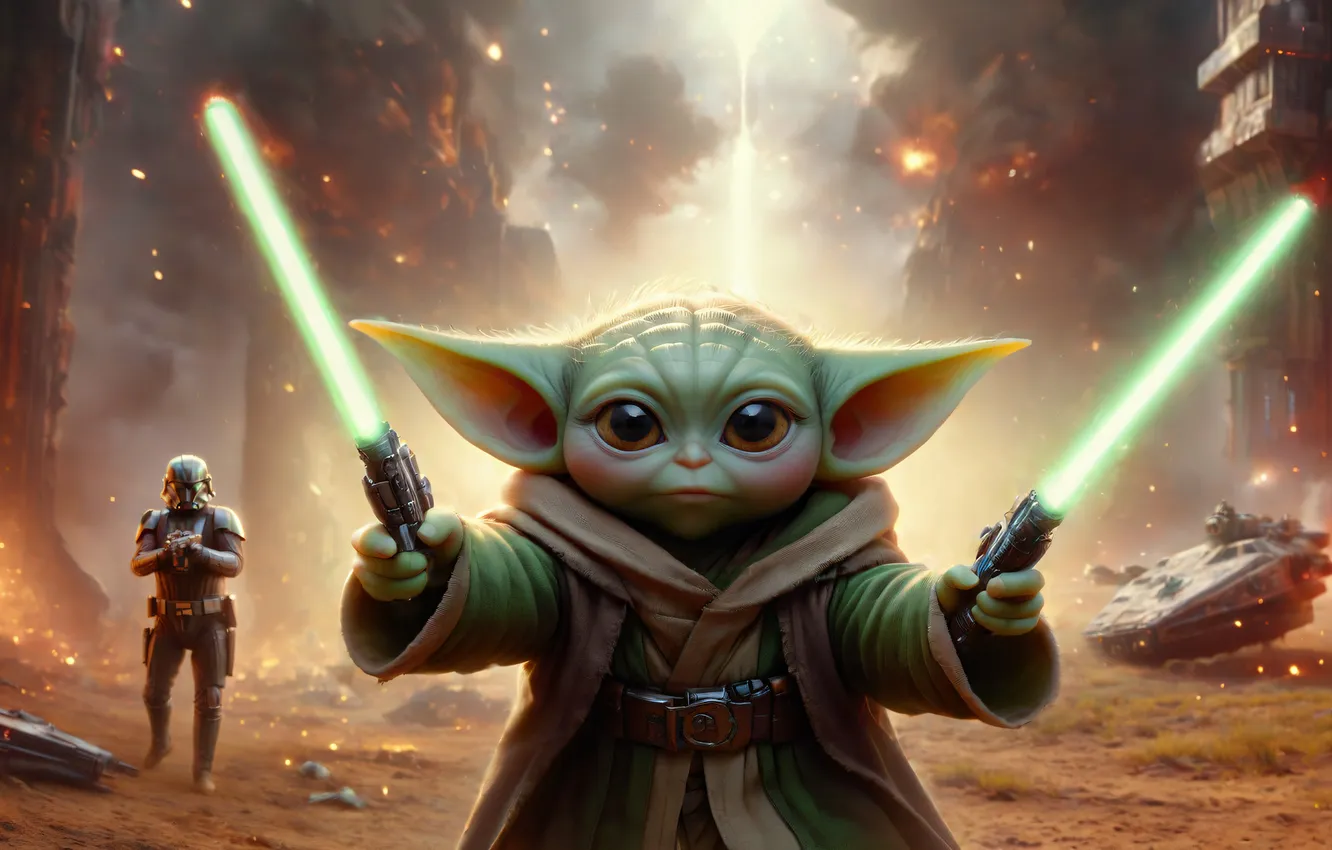 Photo wallpaper Mandalore, lightsabers, soldiers