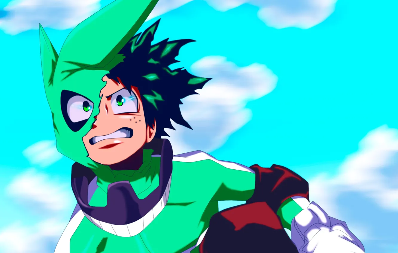 Photo wallpaper Boku no Hero Academy, My hero Academy, My Hero Academia, Midori Isuku, torn mask